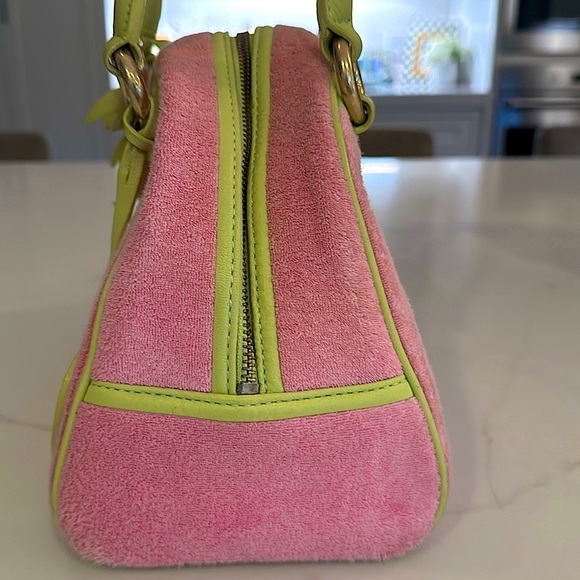 Vintage Juicy Couture Pink and Green Satchel Y2K Terry Bowling Bag - Picture 3 of 15